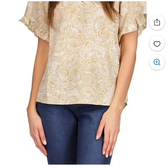 Michael by Michael Kors Paisley Print Ruffled Sleeve Top sz 0X - Picture 10 of 11